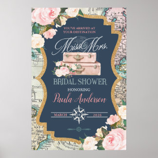 Traveling from MISS TO MRS. Bridal Shower Welcome  Poster