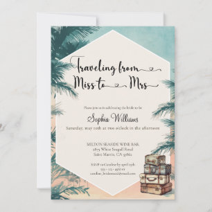 Traveling from Miss to Mrs tropical bridal shower Invitation
