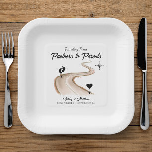 Traveling from Partners to Parents Baby Shower Paper Plate