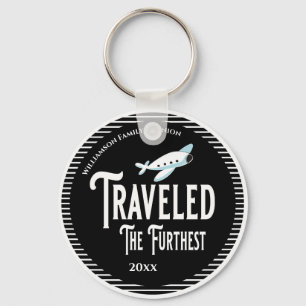 Travelled The Furthest Aeroplane Prize Award Key Ring