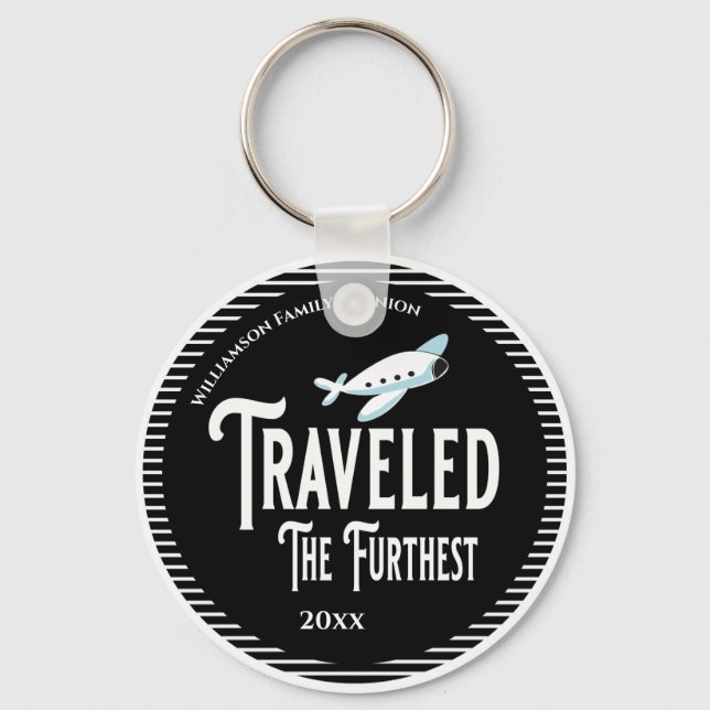 Travelled The Furthest Aeroplane Prize Award Key Ring (Front)