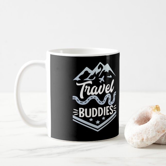 Traveller Flight Vacation Travel Buddies Coffee Mug (With Donut)