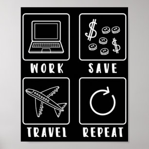 Traveller Flight Vacation Work Save Travel Repeat Poster
