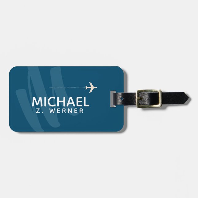 Traveller Name on Blue Luggage Tag (Front Horizontal)
