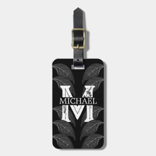 Traveller script monogram name Floral theme Luggage Tag