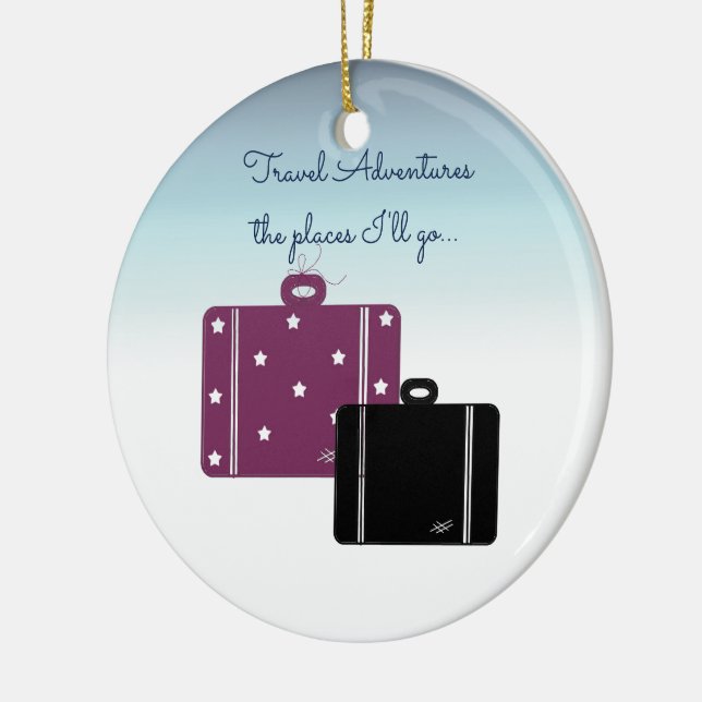 Traveller With Suitcases Ceramic Tree Decoration (Left)