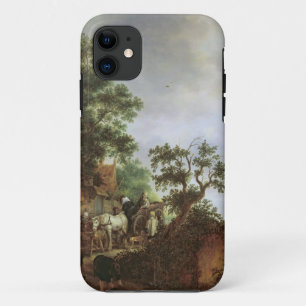 Travellers by an Inn (oil on canvas) iPhone 11 Case