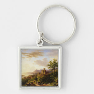 Travellers on a Path in an extensive Rhineland Lan Key Ring