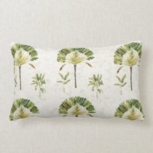 Traveller's Palm and Banana Tree on Terrazzo Lumbar Cushion