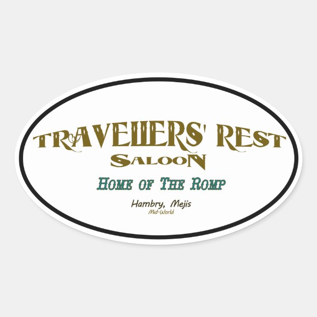 Travellers' Rest Saloon Oval Sticker (Front)