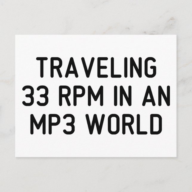 Travelling 33 RPM Postcard (Front)