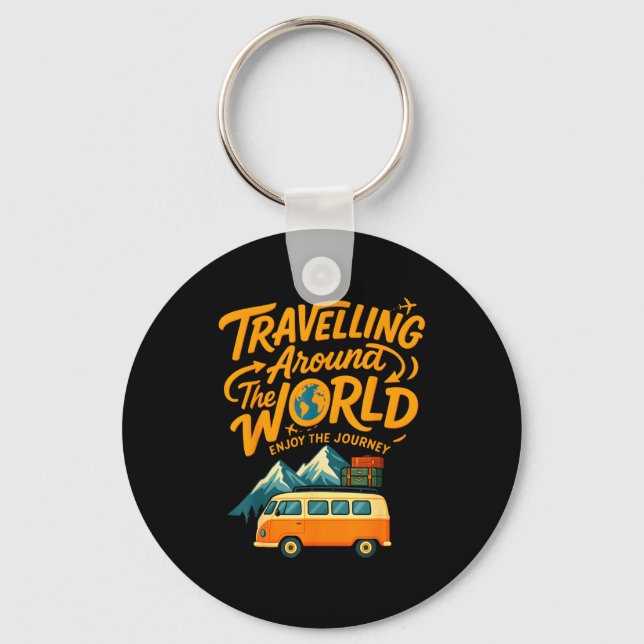 Travelling Around The World Van Life Adventure Des Key Ring (Front)