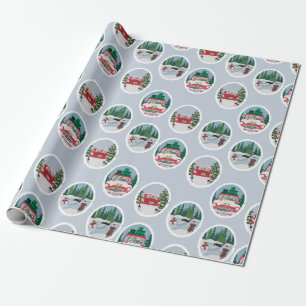 Travelling Coonhounds on Blue Wrapping Paper