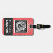 Travelling Couple Mr and Mrs Polka Dot Photo Luggage Tag (Front Horizontal)