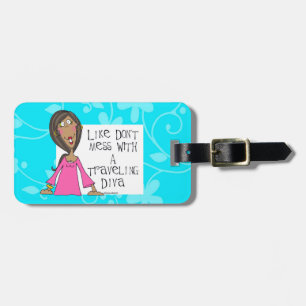 travelling diva luggage tag blue