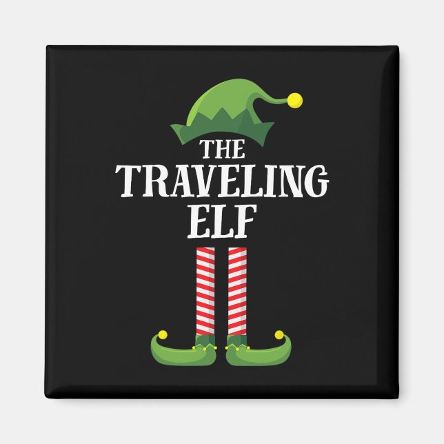 Travelling Elf Matching Family Group Christmas Par Magnet (Front)