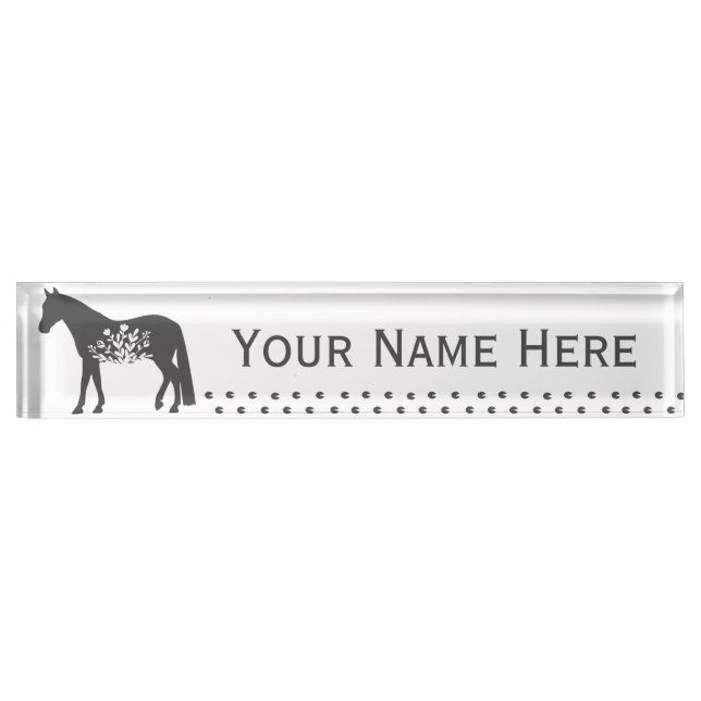 Travelling Floral Horse Customisable Desk Nameplat Nameplate (Front)