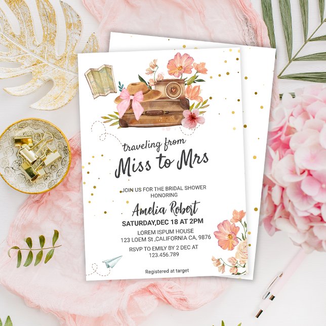 Travelling from miss to mrs Adventure Bridal showe Invitation (Creator Uploaded)