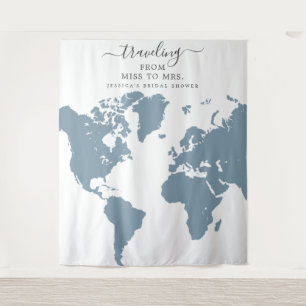 Travelling From Miss To Mrs Bridal Backdrop Tapestry