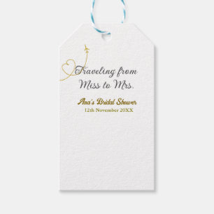 Travelling from Miss to Mrs bridal shower add name Gift Tags