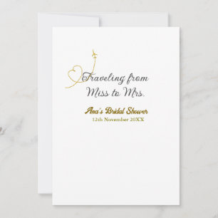 Travelling from Miss to Mrs bridal shower add name Invitation