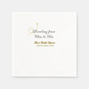Travelling from Miss to Mrs bridal shower add name Napkin