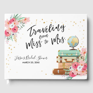 Travelling from Miss to Mrs Bridal shower Adventur Guest Book
