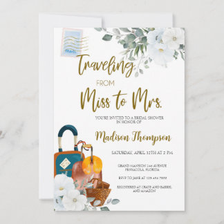 Travelling from Miss to Mrs. Bridal Shower Invitation