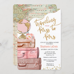 Travelling from Miss to Mrs Bridal Shower Invitation
