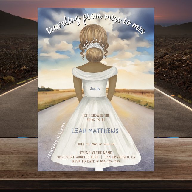 Travelling From Miss to Mrs Bridal Shower Invitation (Traveling From Miss to Mrs Bridal Shower Invitation
)