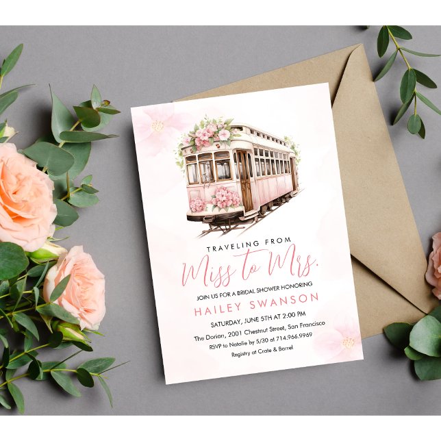 Travelling from Miss to Mrs. Bridal Shower Invitation (Creator Uploaded)