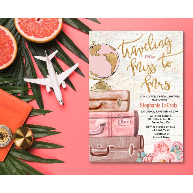 Travelling from Miss to Mrs Bridal Shower Invitation (Creator Uploaded)