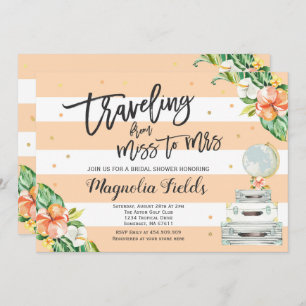Travelling From Miss To Mrs Bridal Shower Invite