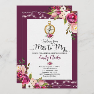 Travelling From Miss To Mrs Bridal Shower Invite