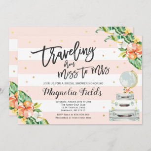 Travelling From Miss To Mrs Bridal Shower Invite