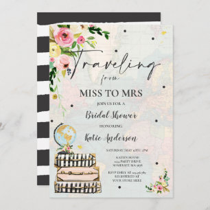 Travelling From Miss to Mrs Bridal Shower Map Brid Invitation
