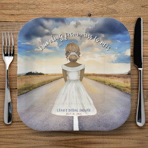 Travelling From Miss to Mrs Bridal Shower Paper Plate