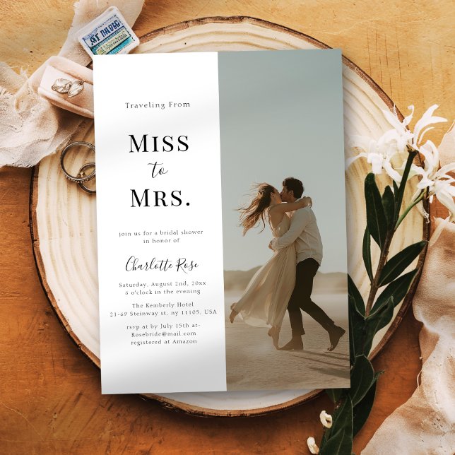 Travelling From Miss To Mrs. Bridal Shower Photo Invitation (Creator Uploaded)