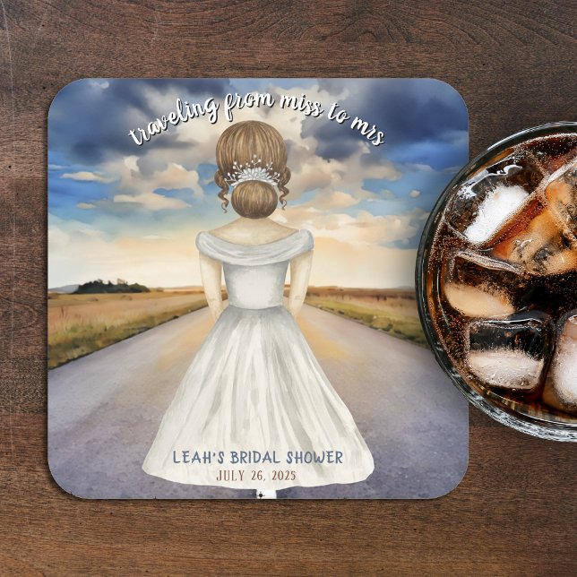 Travelling From Miss to Mrs Bridal Shower Square Paper Coaster (Traveling From Miss to Mrs Bridal Shower Square Paper Coaster
)