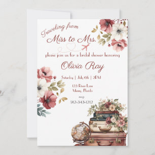 Travelling from Miss to Mrs, Bridal Shower, Travel Invitation