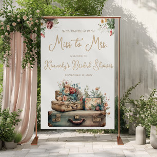 Travelling from Miss to Mrs. Bridal Shower Welcome Poster