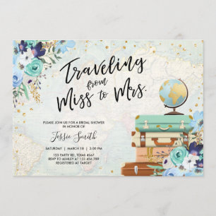 Travelling From Miss to Mrs Floral Bridal Shower Invitation