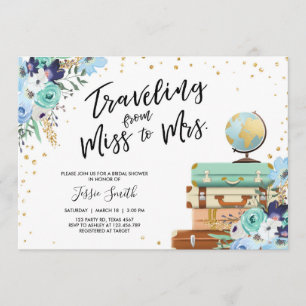 Travelling From Miss to Mrs Floral Bridal Shower Invitation