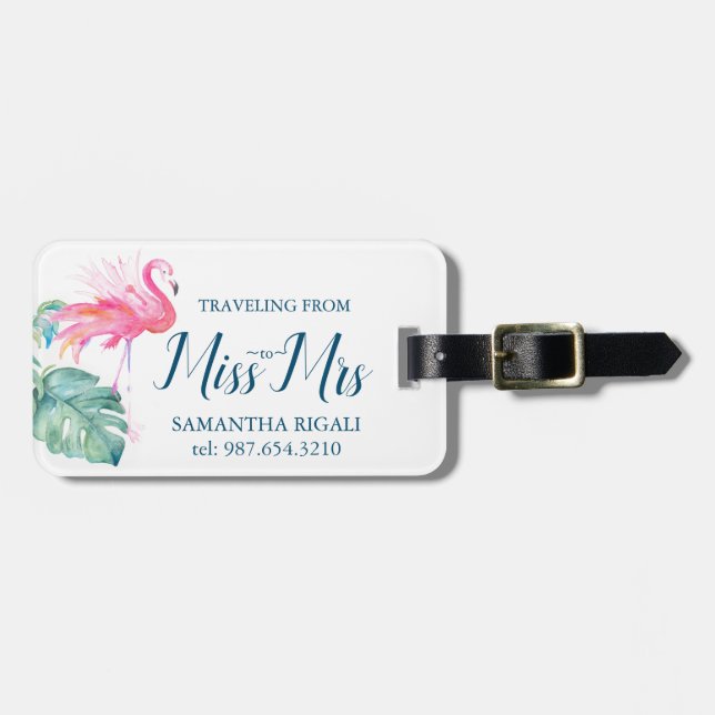 Travelling From Miss to Mrs Luggage Tag (Front Horizontal)