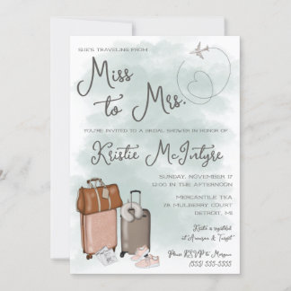 Travelling from Miss to Mrs. Modern Luggage Invitation