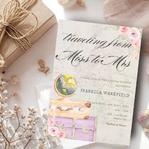 Travelling from Miss to Mrs Travel Bridal Shower Invitation