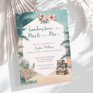 Travelling from Miss to Mrs tropical bridal shower Invitation