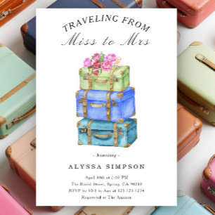 Travelling from Miss to Mrs Vintage Bridal Shower Invitation