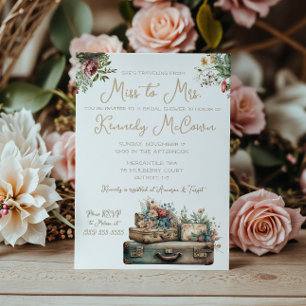 Travelling from Miss to Mrs. Vintage Luggage Invitation