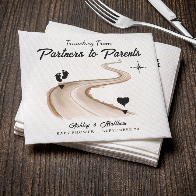 Travelling from Partners to Parents Baby Shower Napkin (Traveling from Partners to Parents Baby Shower Napkins
)